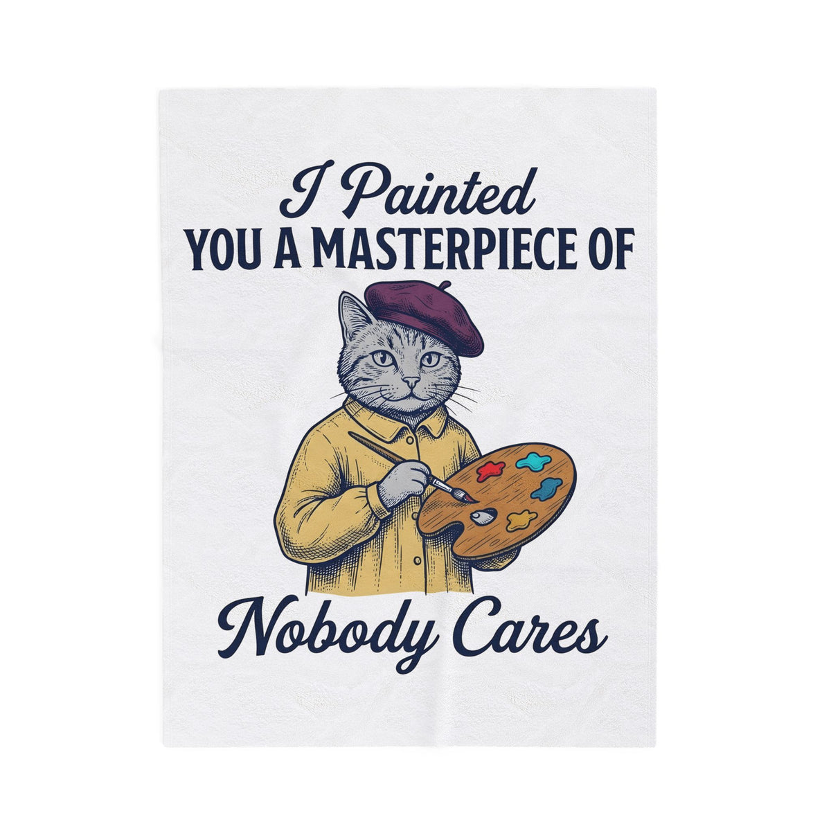 Artist Cat Blanket Cat Humor Gift Women Vintage Blanket Kitty Cat Blanket Feline Fan Retro Blanket Funny Graphic Hand Drawn Paint Palette Blanket