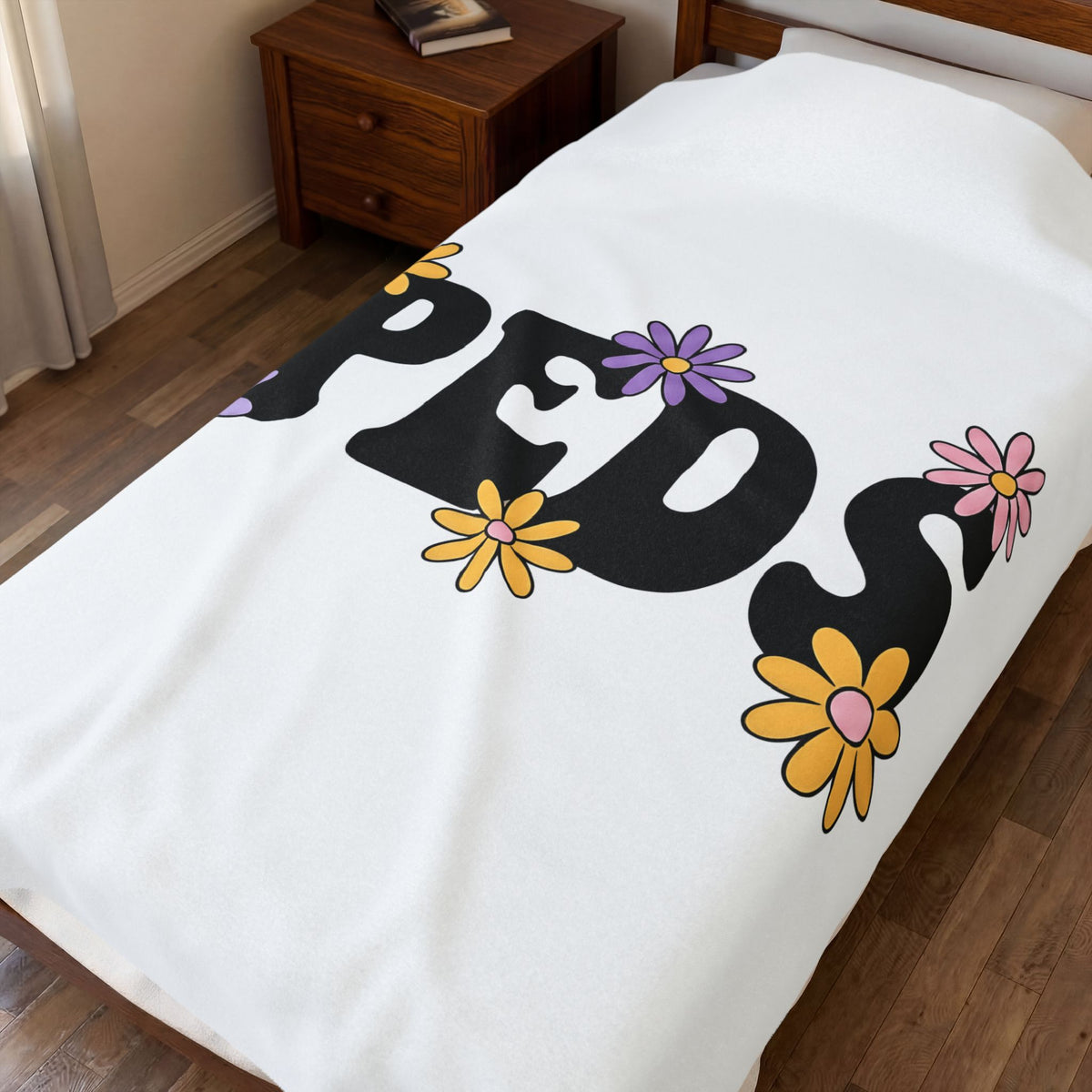 Blossom Lettering Blanket Nurses School Gift Women Hippie Blanket Typography Blanket Nurse Enthusiast Bohemian Blanket Education Graphic Classic