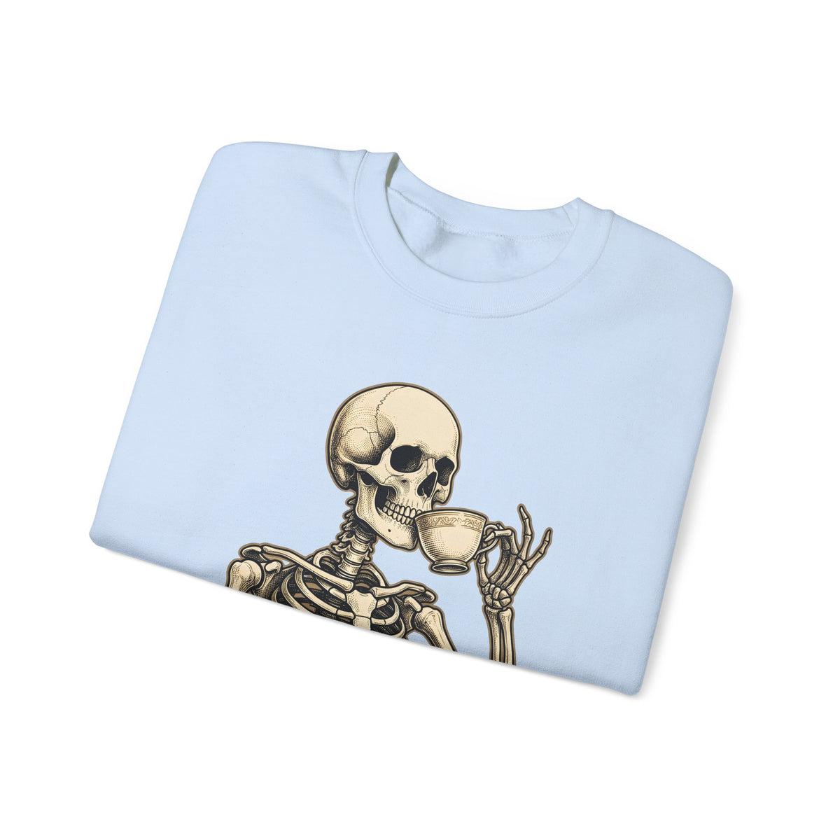 Skeleton Tea Cup Sweatshirt Halloween Goth Gift Women Vintage Sweatshirt Tea Cup Sweatshirt Horror Fan Retro Sweatshirt Dark Graphic Hand