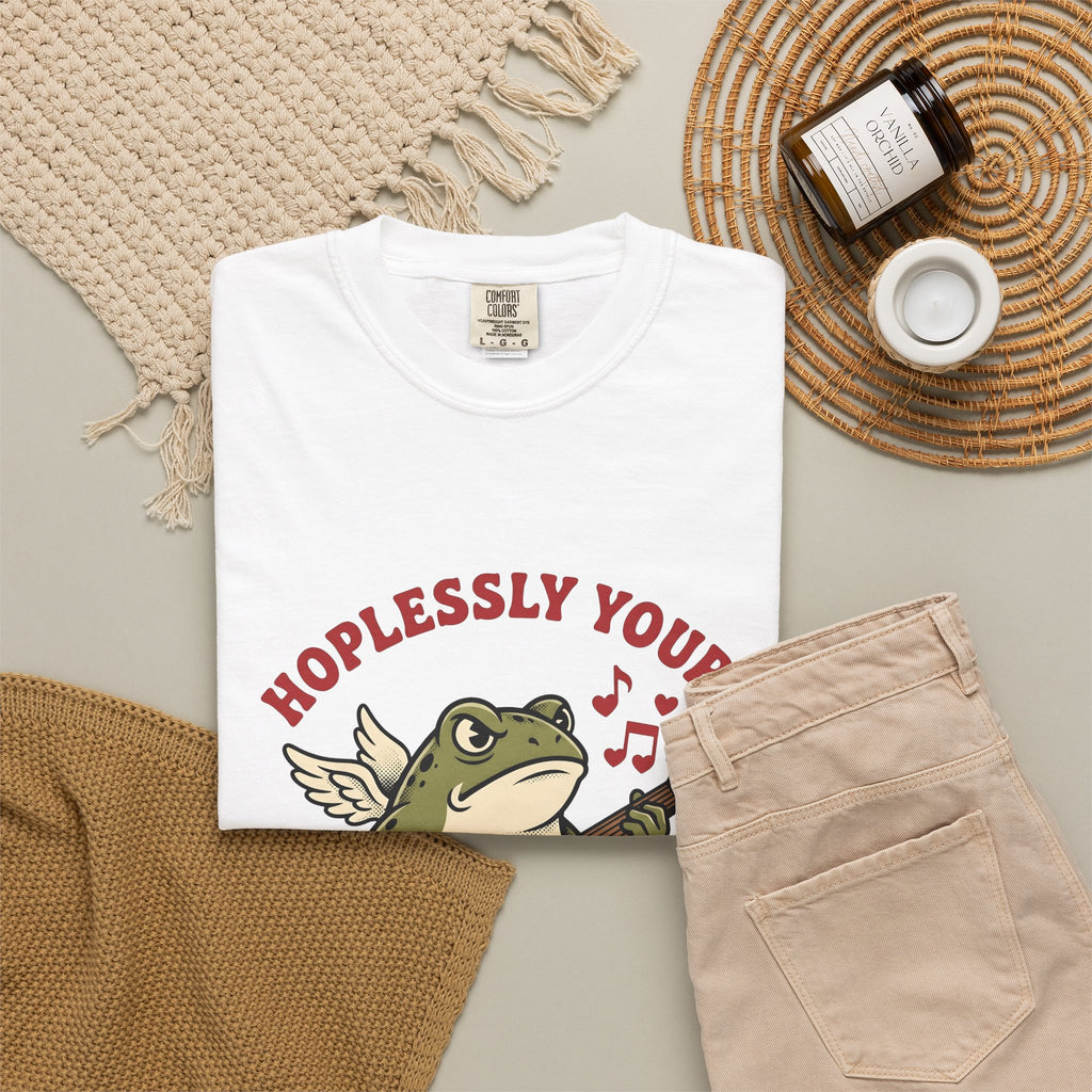 Wings Frog Guitar T-Shirt St. Valentine's Day Pets Gift Women Sketch T-Shirt Guitarist T-Shirt Valentine Fan Doodle T-Shirt Animal Graphic Old