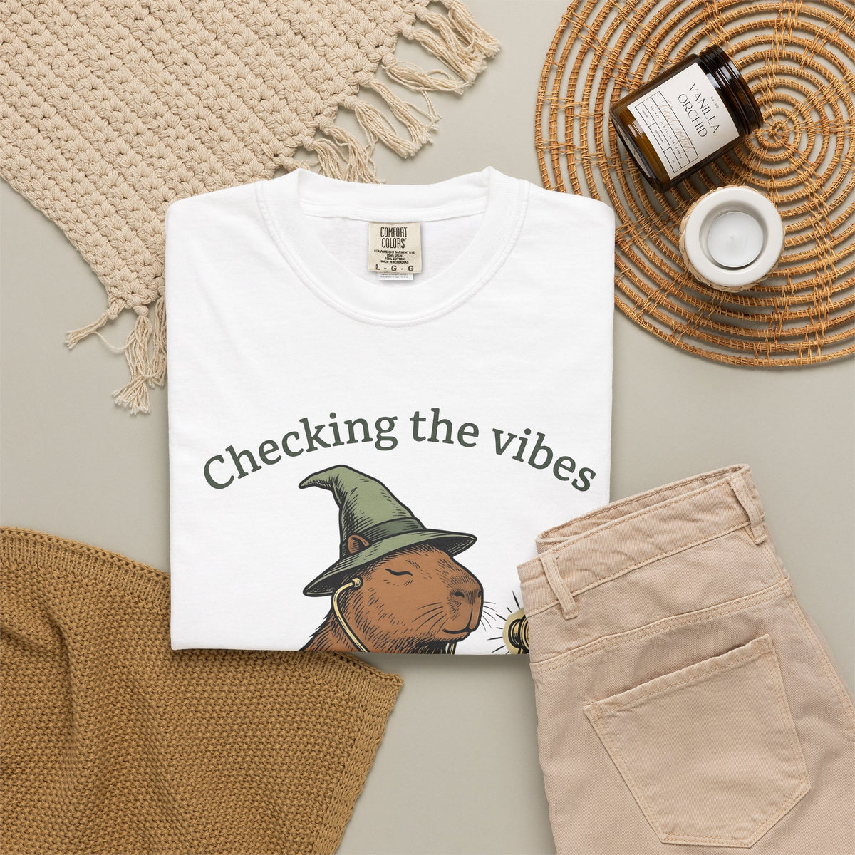 Capybara Warlock T-Shirt Nurses Critter Gift Women Illustrated T-Shirt Rodent T-Shirt Nurse Enthusiast Cartoon T-Shirt Animal Graphic Line Art