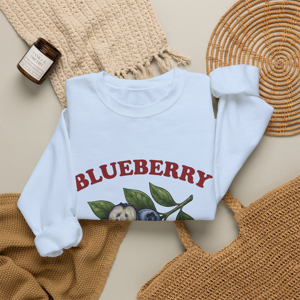 Blueberry Sprig Sweatshirt Fruit Cooking Gift Women Sketch Sweatshirt Blueberries Sweatshirt Fruit Fan Drawing Design Line Art Greenery Sweatshirt