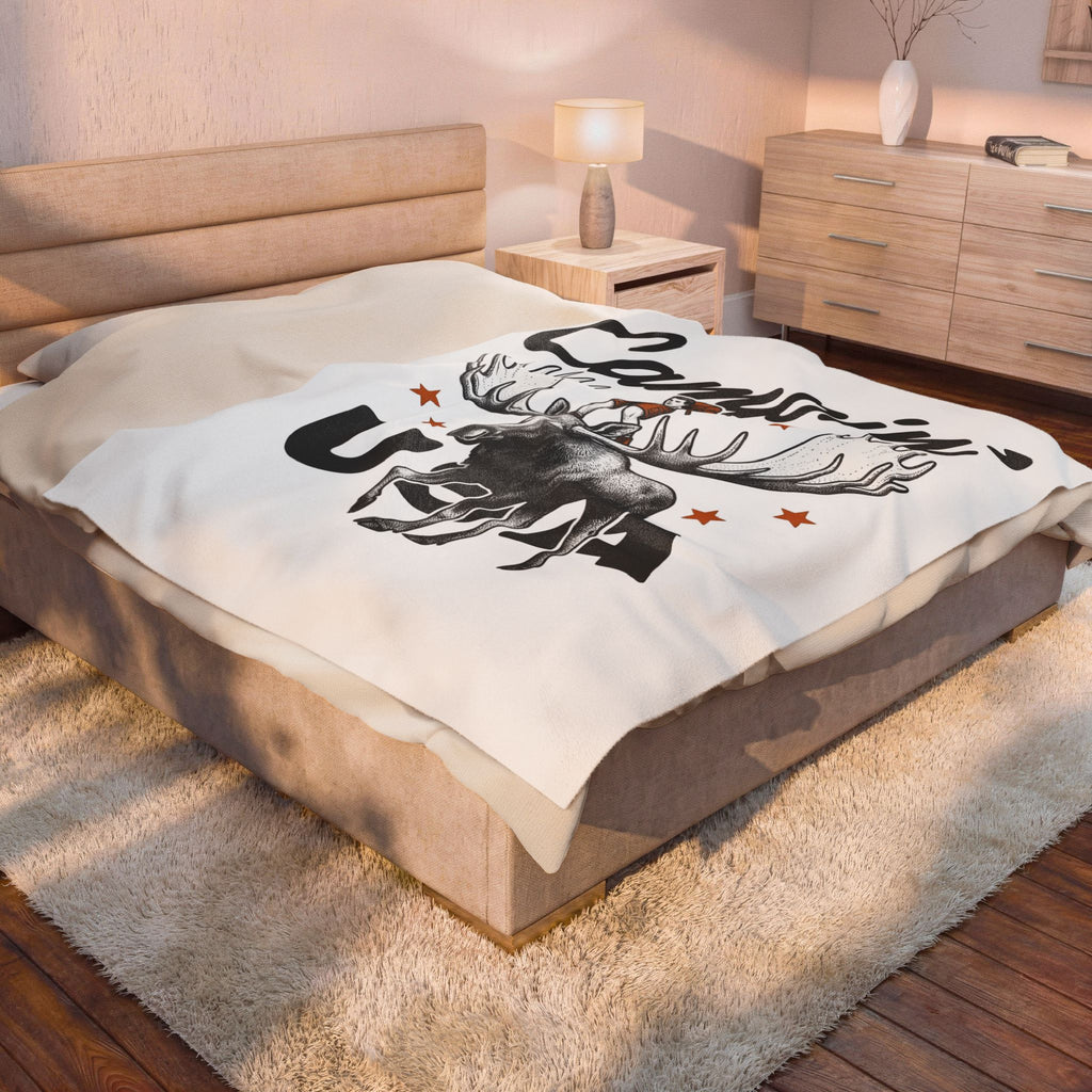 Deer Rv Blanket America Hiking Gift Women Rustic Blanket Camper Blanket Patriot Fan Country Blanket Trekker Graphic Doodle Shining Stars Blanket