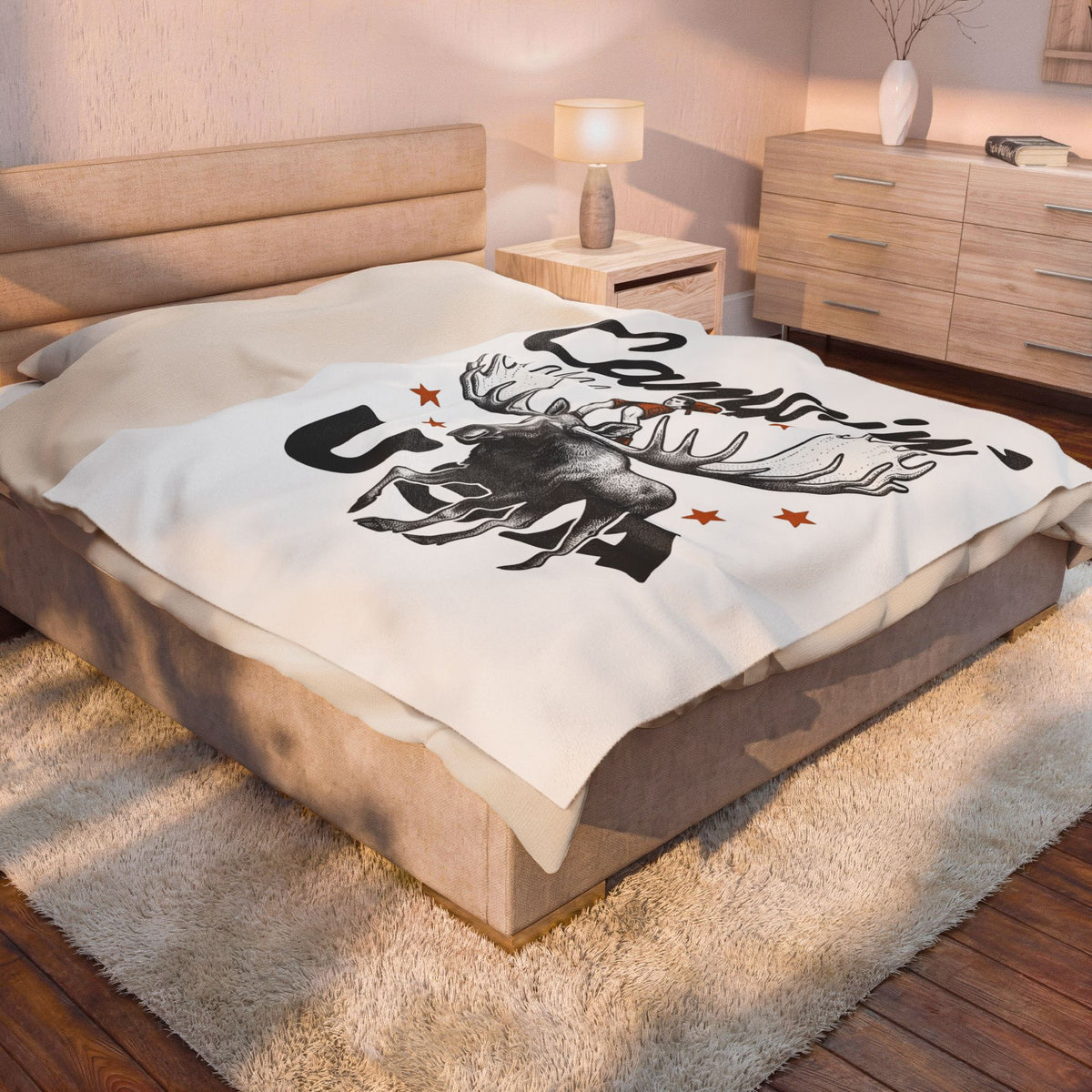 Deer Rv Blanket America Hiking Gift Women Rustic Blanket Camper Blanket Patriot Fan Country Blanket Trekker Graphic Doodle Shining Stars Blanket