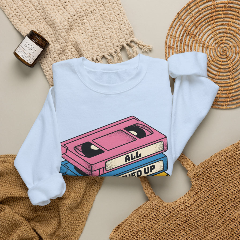 Vhs Tape Stack Sweatshirt St Valentine's Day Nostalgia Gift Women Retro Sweatshirt Videotape Sweatshirt Valentine Fan Vintage Sweatshirt Retro Illustration Pop