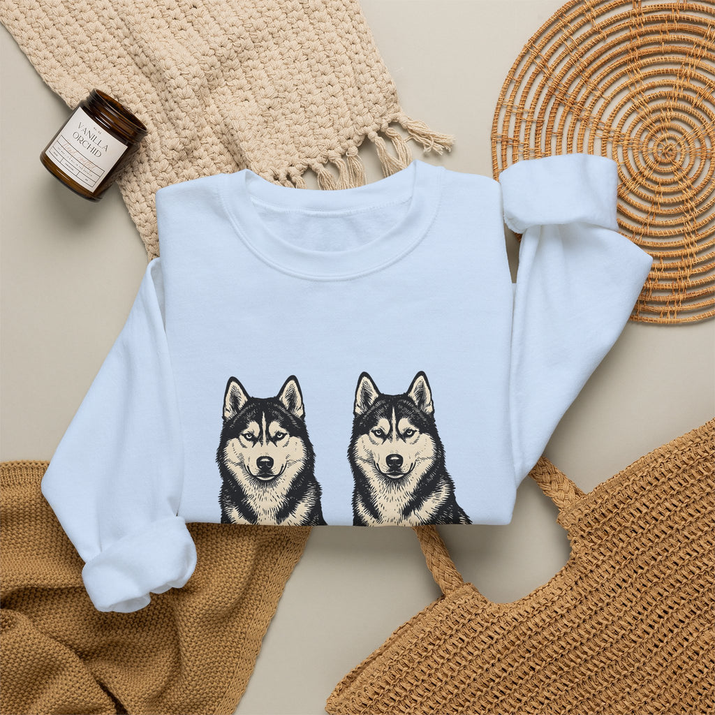 Siberian Huskies Sweatshirt Dog Wildlife Gift Women Doodle Sweatshirt Husky Sweatshirt Dog Fan Doggy Sweatshirt Wildlife Graphic Classic Couple Sweatshirt