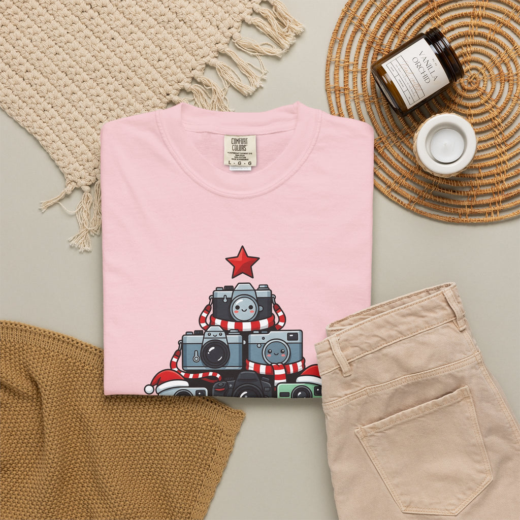 Camera Tree Christmas Photography Gift Kawaii Tree Camera Xmas Enthusiast Cute Photographic T-Shirt