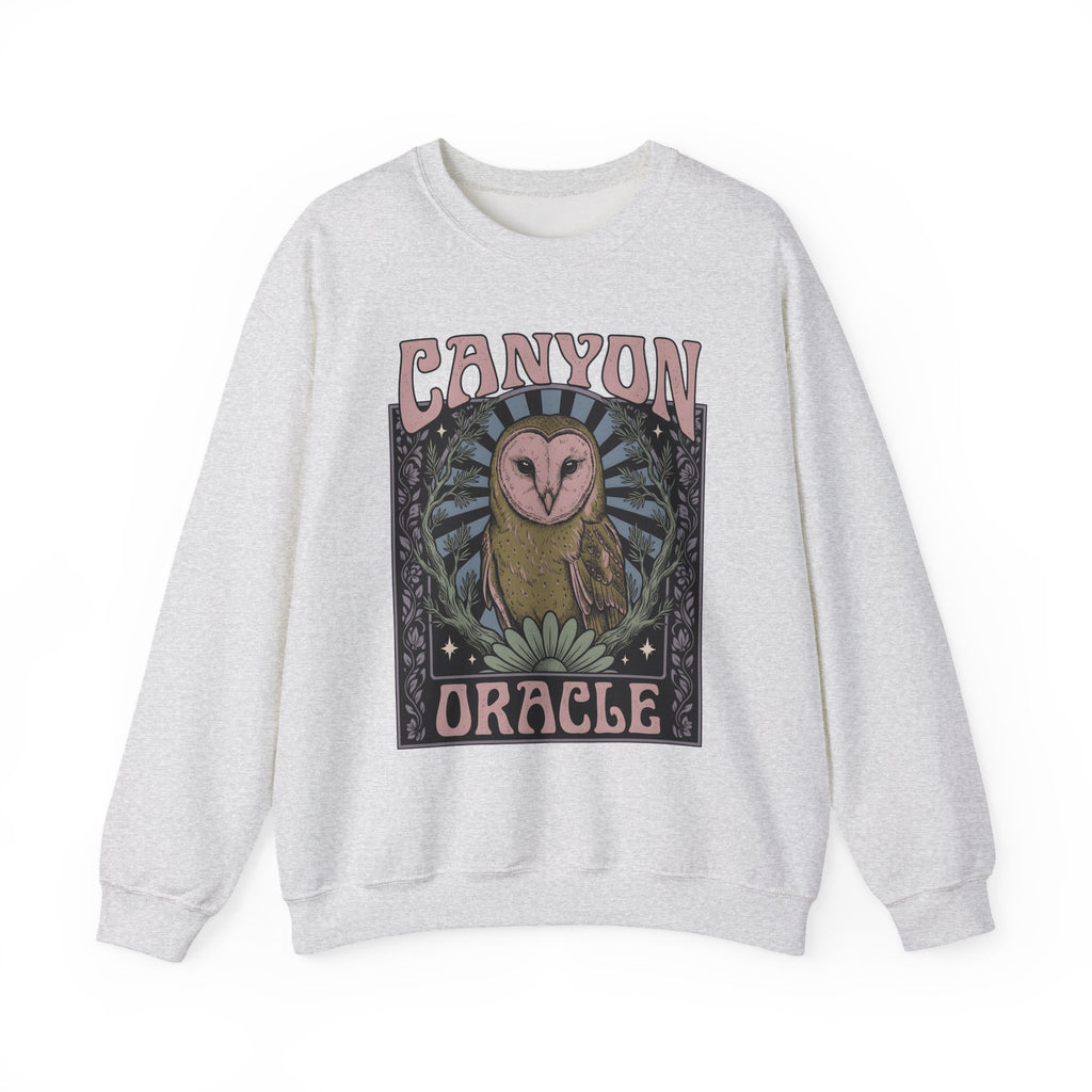Barn Owl Boho Chic Fauna Gift Hand Drawn Owl Bohemian Fan Illustrated Colorful Blossom Sweatshirt