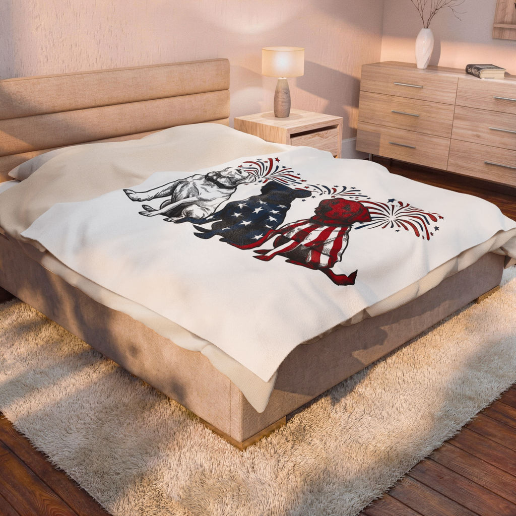 American Dogs Blanket America/4th Of July Pet Gift Women Sketch Blanket Canine Blanket Patriot Fan Hand Drawn Blanket Animal Graphic Retro