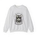Stylish Cat Sweatshirt Cat Joke Gift Women Illustrative Sweatshirt Kitty Sweatshirt Feline Fan Catty Graphic Old School Cool Glasses Sweatshirt