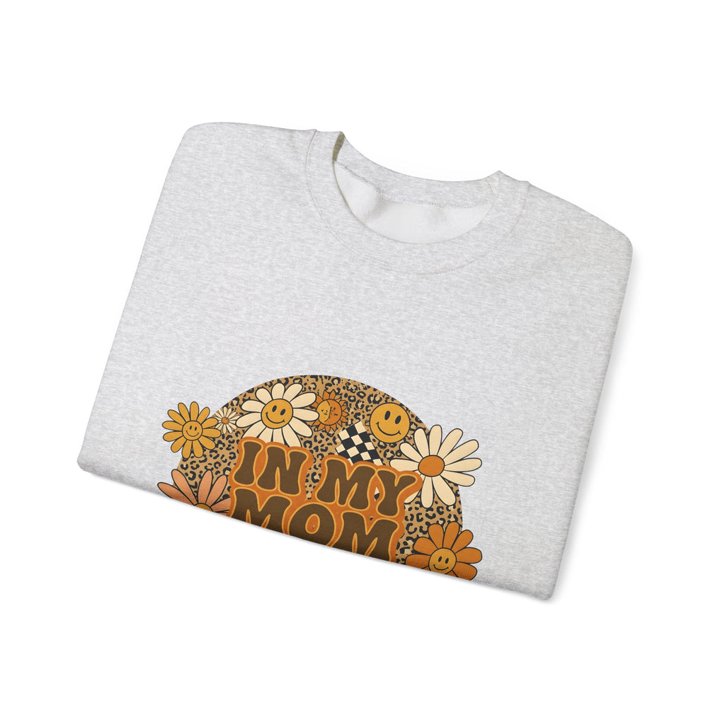 Smiley Flowers Sweatshirt Moms Aesthetic Gift Women Boho Sweatshirt Happy Face Sweatshirt Motherhood Enthusiast Hippie Sweatshirt Visual Design Retro Leopard