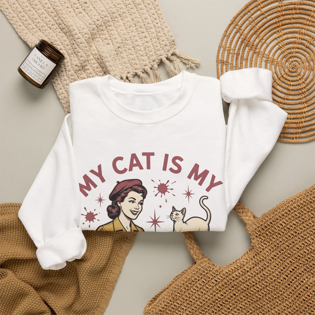 Kitty Artist Sweatshirt Cat Fauna Gift Women Antique Sweatshirt Cat Lady Sweatshirt Feline Fan Vintage Sweatshirt Wildlife Graphic Heritage Art Palette Sweatshirt