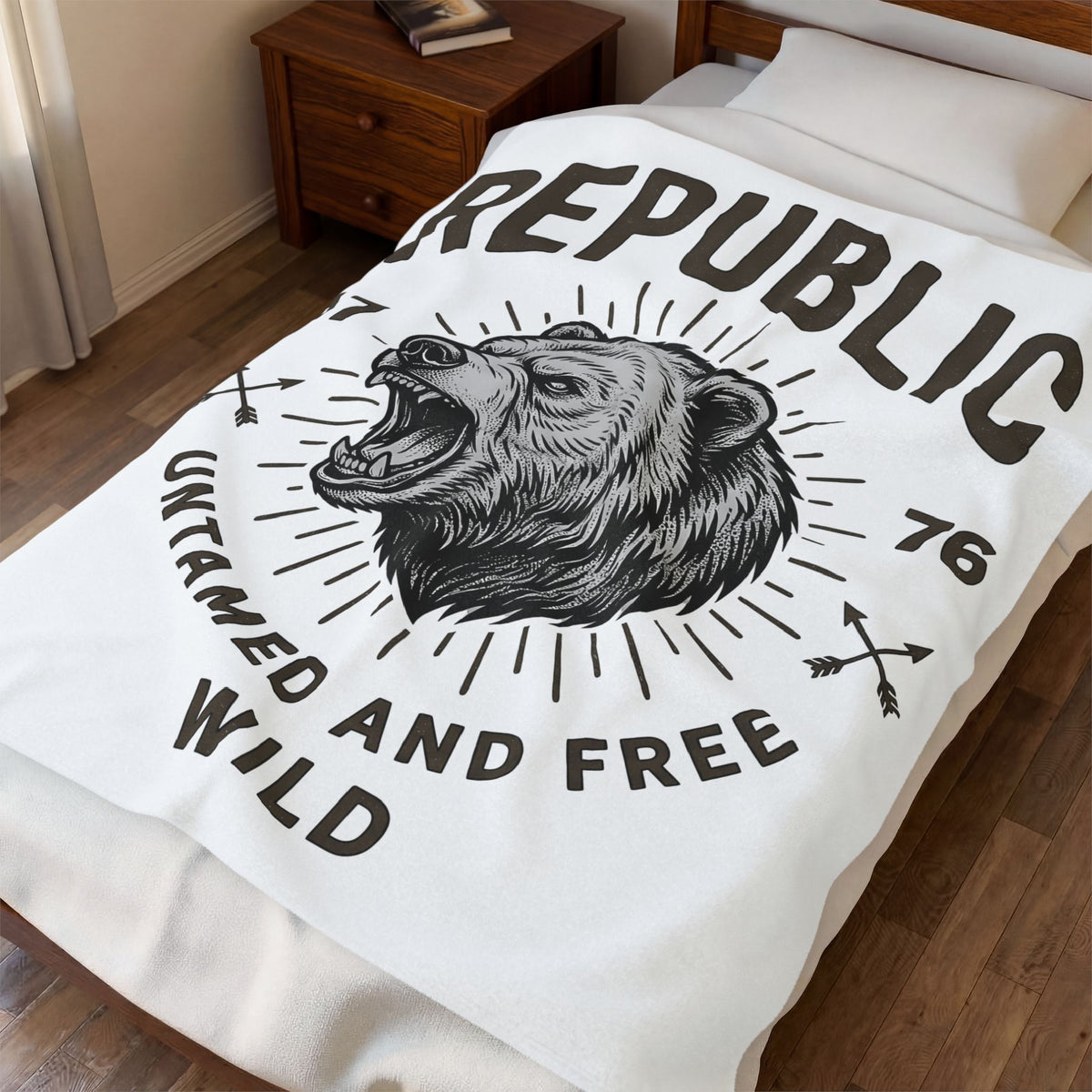 Bear Face Blanket America Flag Gift Women Retro Blanket Ursine Blanket Patriot Fan Vintage Blanket Banner Graphic Sketch Arrow Blanket
