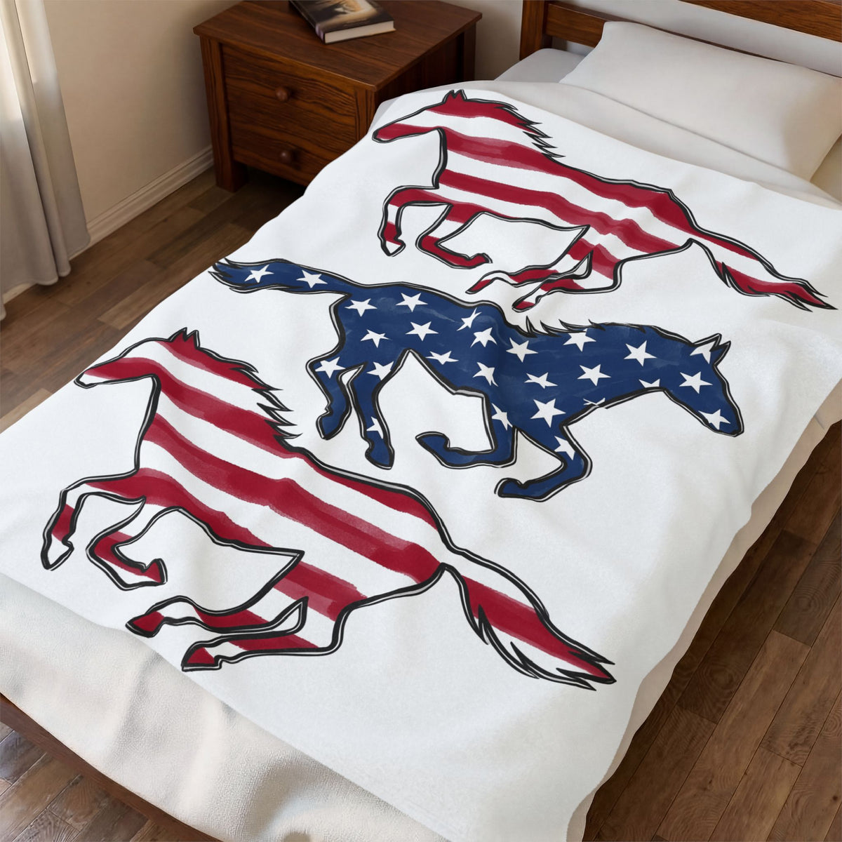 Freedom Horse Blanket America 4Th Of July Rodeo Gift Women Illustration Blanket Mustang Blanket Patriot Fan Vintage Art Blanket Rodeo Graphic