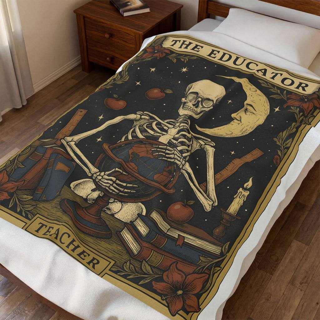 Skull Instructor Blanket Teacher Dark Gift Women Retro Blanket Skeleton Blanket Educator Enthusiast Vintage Blanket Gothic