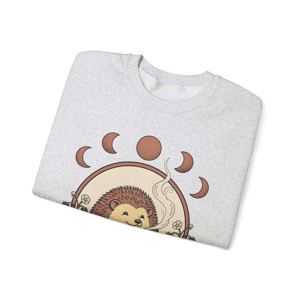 Porcupine Coffee Sweatshirt Cute Wildlife Gift Women Chibi Sweatshirt Coffee Sweatshirt Kawaii Fan Cartoon Sweatshirt Animal Graphic Hand Drawn Strawberry