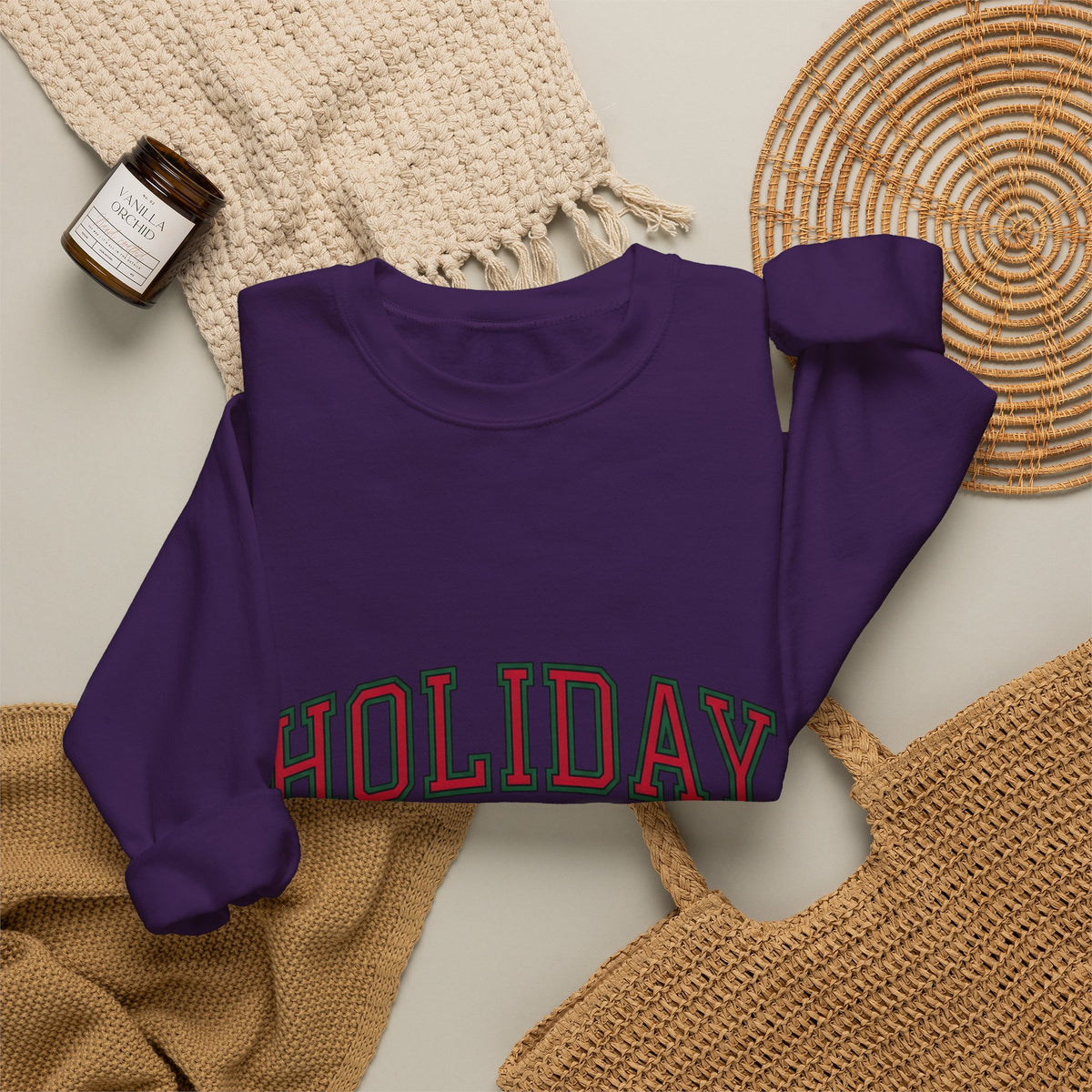 Bold College Font Holiday Christmas Decor Gift Merry Typography Christmas Fan Festive Christmas Sweatshirt