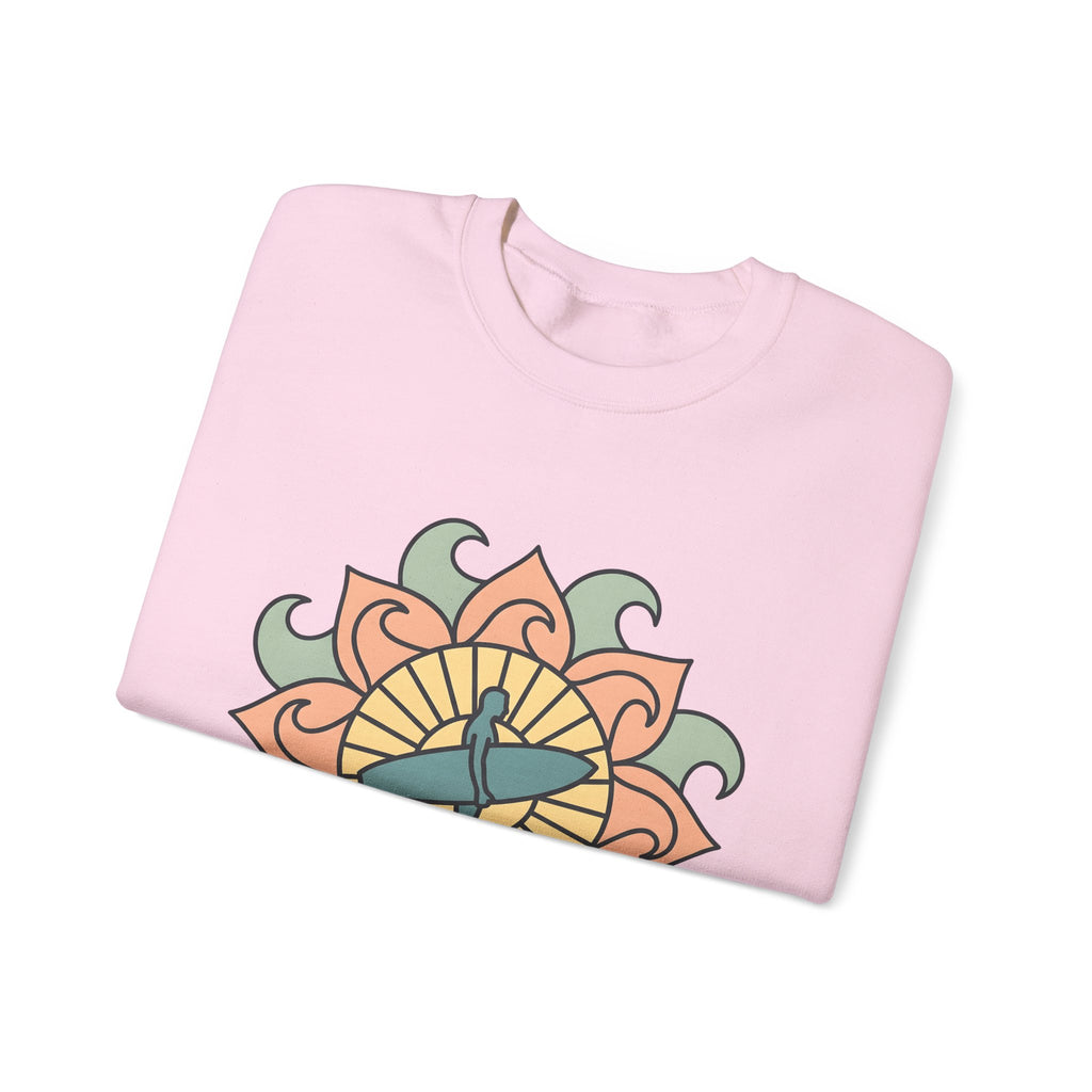 Surfer Outline Sweatshirt Sports Ocean Gift Women Hippie Sweatshirt Surfer Sweatshirt Athlete Fan Marine Graphic Sweatshirt Simple Floral Circle Sweatshirt
