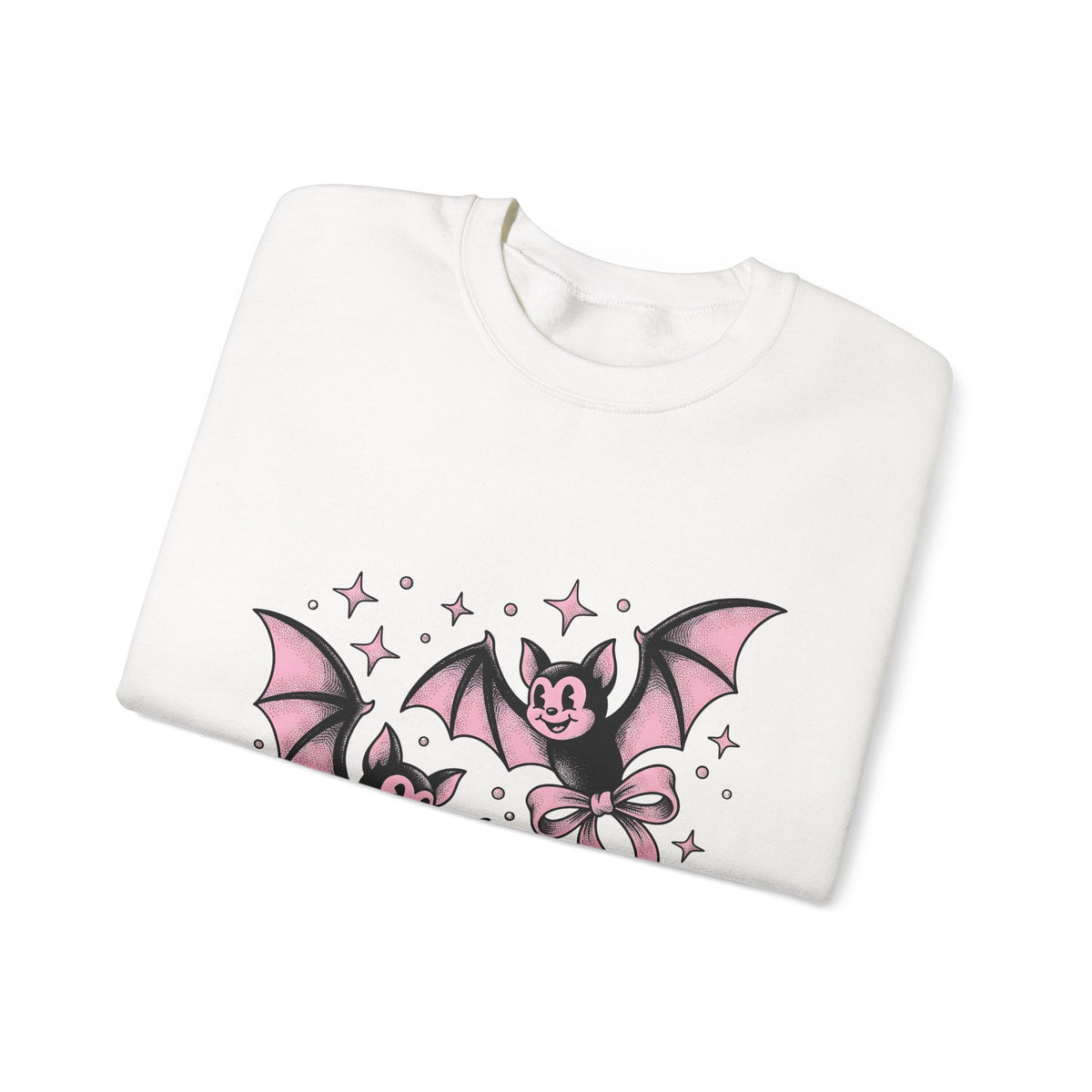 Sweet Bats Sweatshirt Halloween Horror Gift Women Chibi Sweatshirt Flying Fox Sweatshirt Spooky Fan Creepy Sweatshirt Horror Graphic Old School Hair Bows