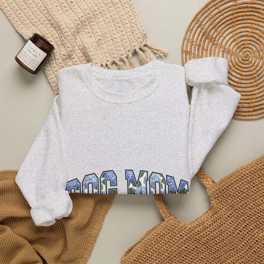 Blossom Varsity Font Sweatshirt Dog Mom Puppy Gift Women Heavy Sweatshirt Flower Sweatshirt Dog Mom Fan Bold Sweatshirt Puppy Graphic Rustic Bloom Sweatshirt
