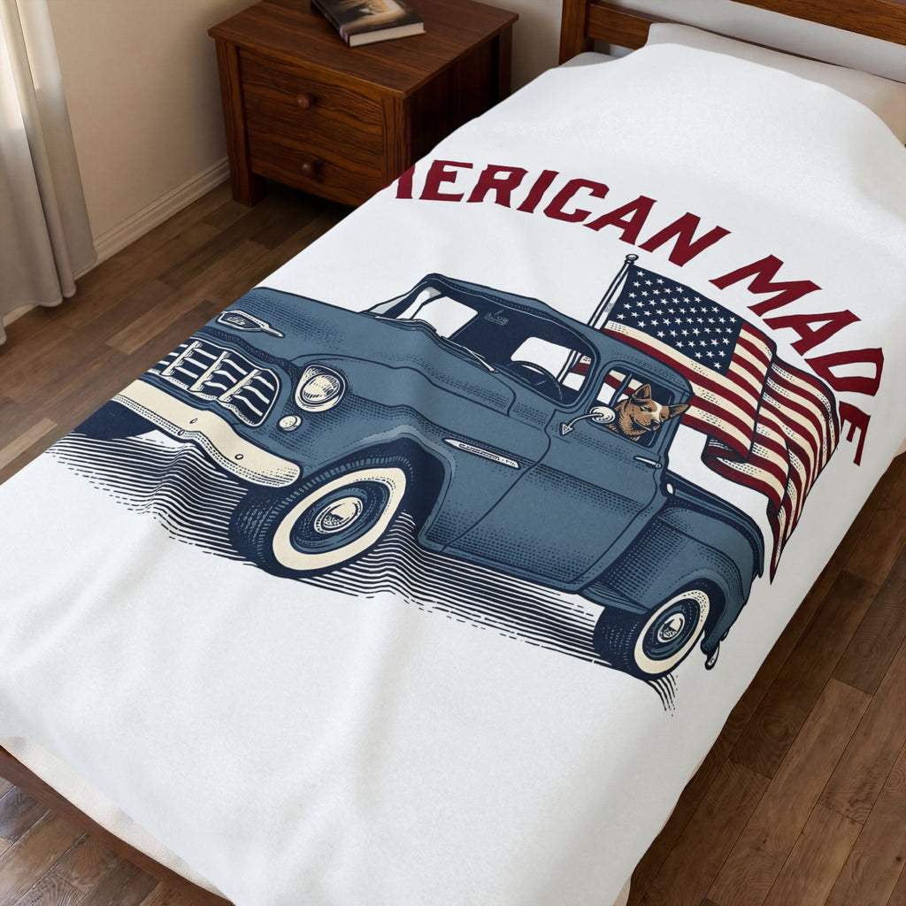Classic Truck America 4Th Of July Independence Gift Vintage Lorry Patriot Enthusiast Retro Liberty Blanket