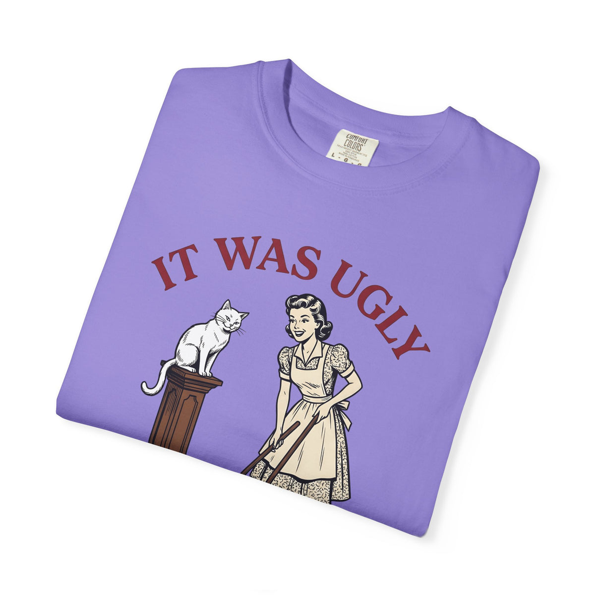 Pussycat Antique Maid T-Shirt Cat Satire Gift Women Classic T-Shirt Kitty T-Shirt Feline Fan Vintage T-Shirt Parody Graphic Line Art Broken Urn