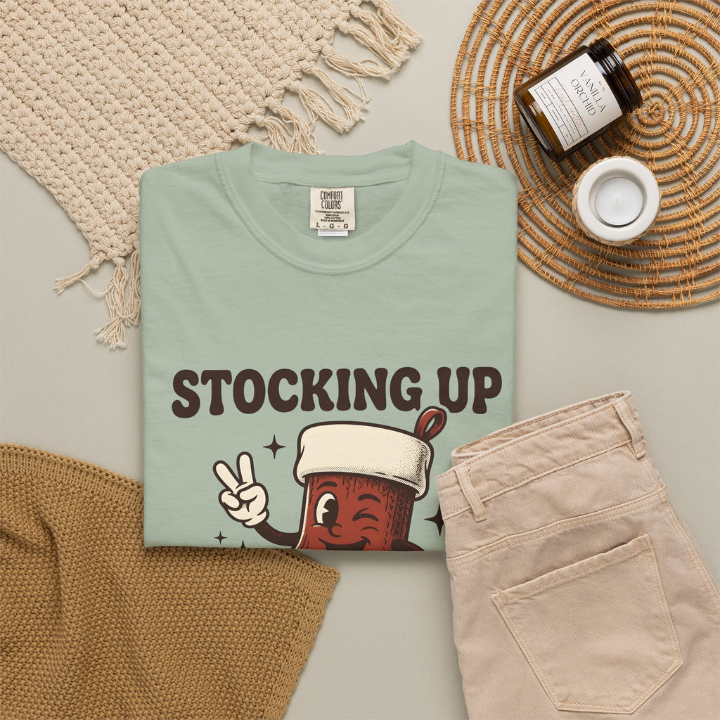 Christmas Stocking Character Christmas Humor Gift Vintage Stocking Holder Christmas Fan Retro T-Shirt