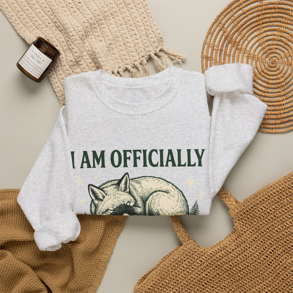 Resting Fox Funny Wildlife Gift Sketch Fox Humor Fan Drawing Retro Star Shapes Sweatshirt