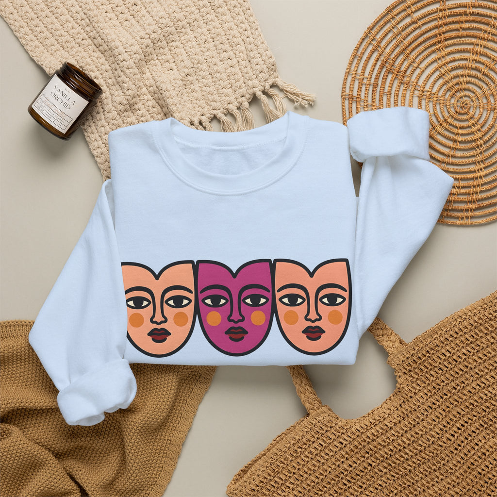 Abstract Faces Sweatshirt Abstract Art Gift Women Modern Sweatshirt Faces Sweatshirt Art Fan Contemporary Sweatshirt Artistic Graphic Minimal Bold Outlines