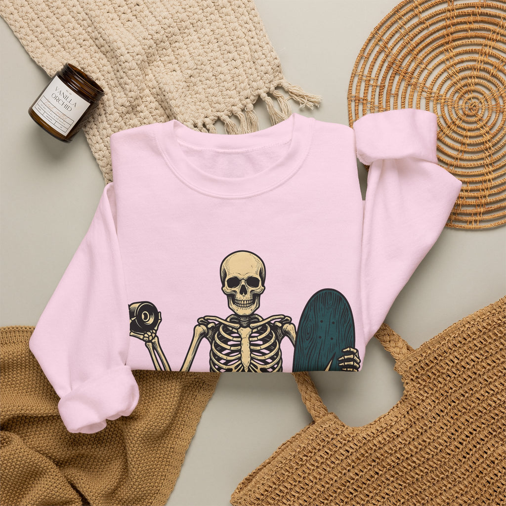 Bony Skateboarder Sweatshirt Sports Training Gift Women Line Art Sweatshirt Skateboarder Sweatshirt Athlete Enthusiast Illustration Design Workout Classic