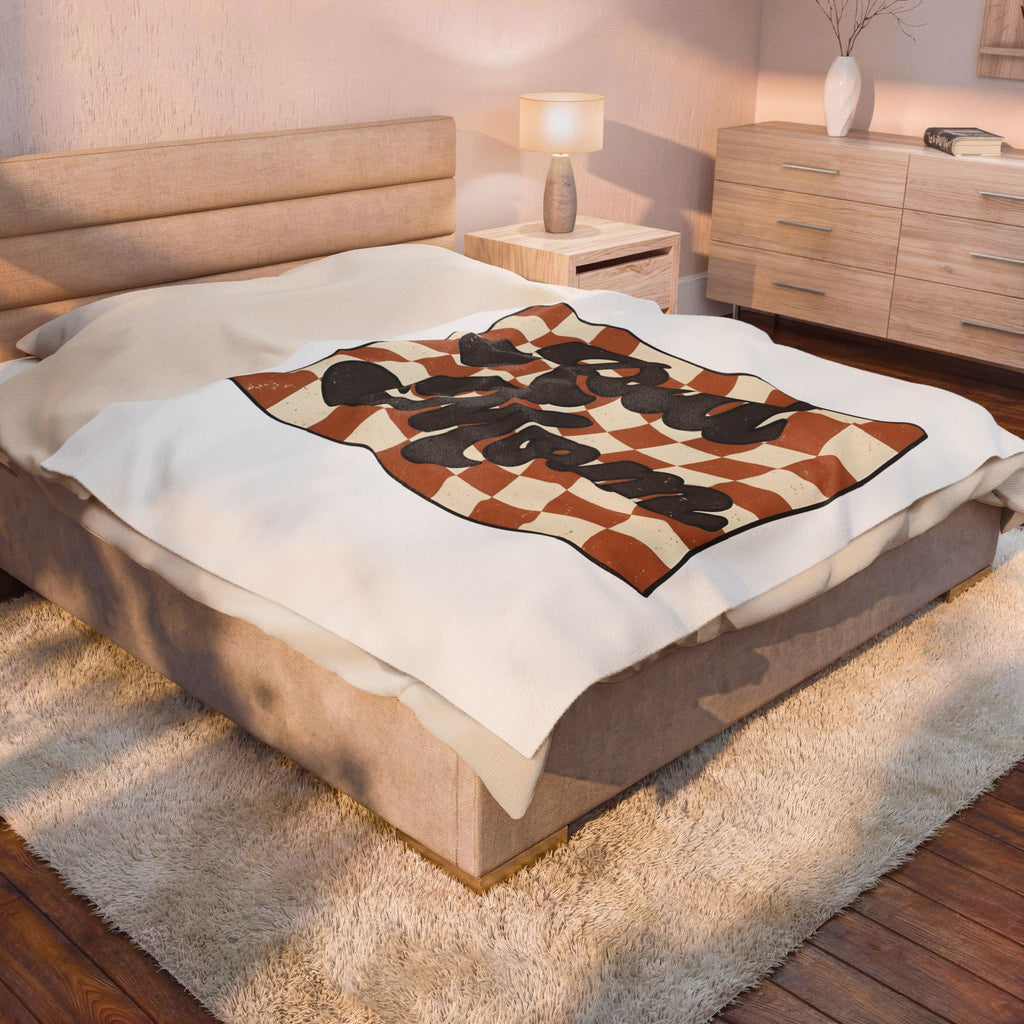 Checkered Flag Blanket Moms Family Gift Women Retro Blanket Racing Flag Blanket Motherhood Fan Vintage Blanket Blanket Clan Graphic Vintage Wavy