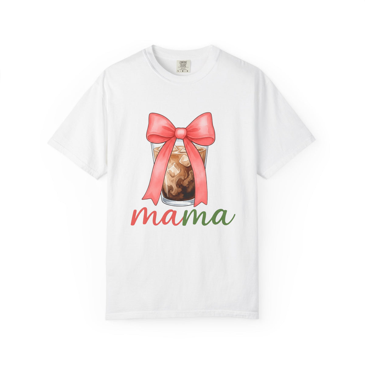 Iced Coffee T-Shirt Coffee Mom Gift Women Watercolor T-Shirt Cold Brew T-Shirt Coffee Fan Watercolour T-Shirt Mother Graphic Hand Drawn Pink Bow