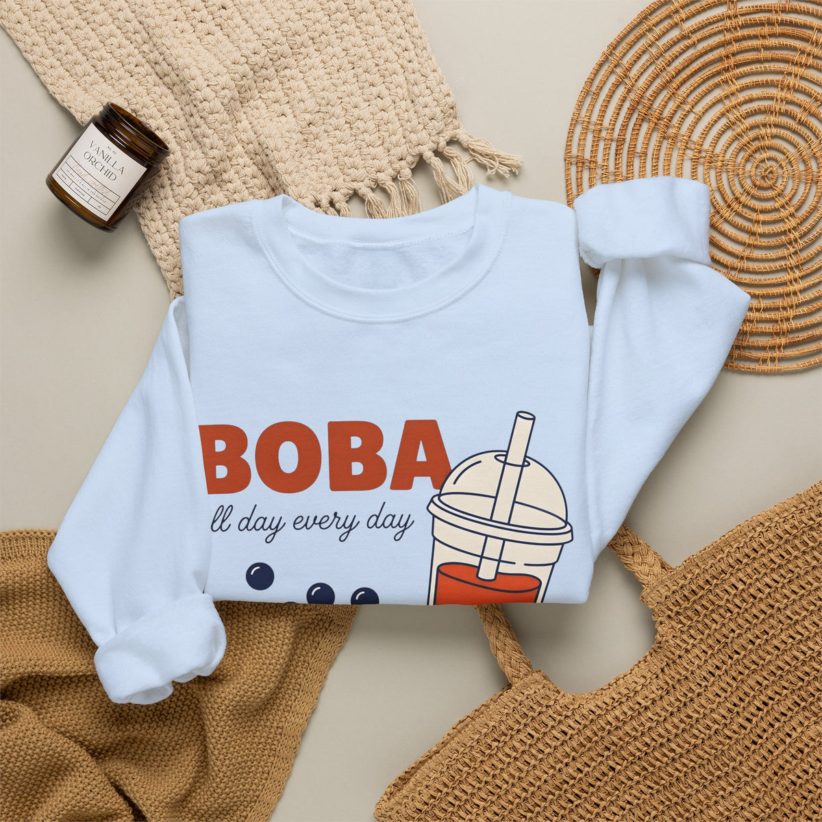 Tapioca Tea Sweatshirt Boba Dessert Gift Women Hand Drawn Sweatshirt Bubble Tea Sweatshirt Boba Fan Hand Drawn Sweatshirt Sweet Graphic Line Art Carp Sweatshirt