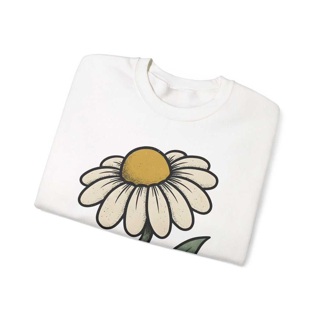 Daisy Petal Sweatshirt Floral Nature Gift Women Cartoon Sweatshirt Flower Sweatshirt Botanical Fan Comic Sweatshirt Outdoor Graphic Silhouette Sprig Sweatshirt