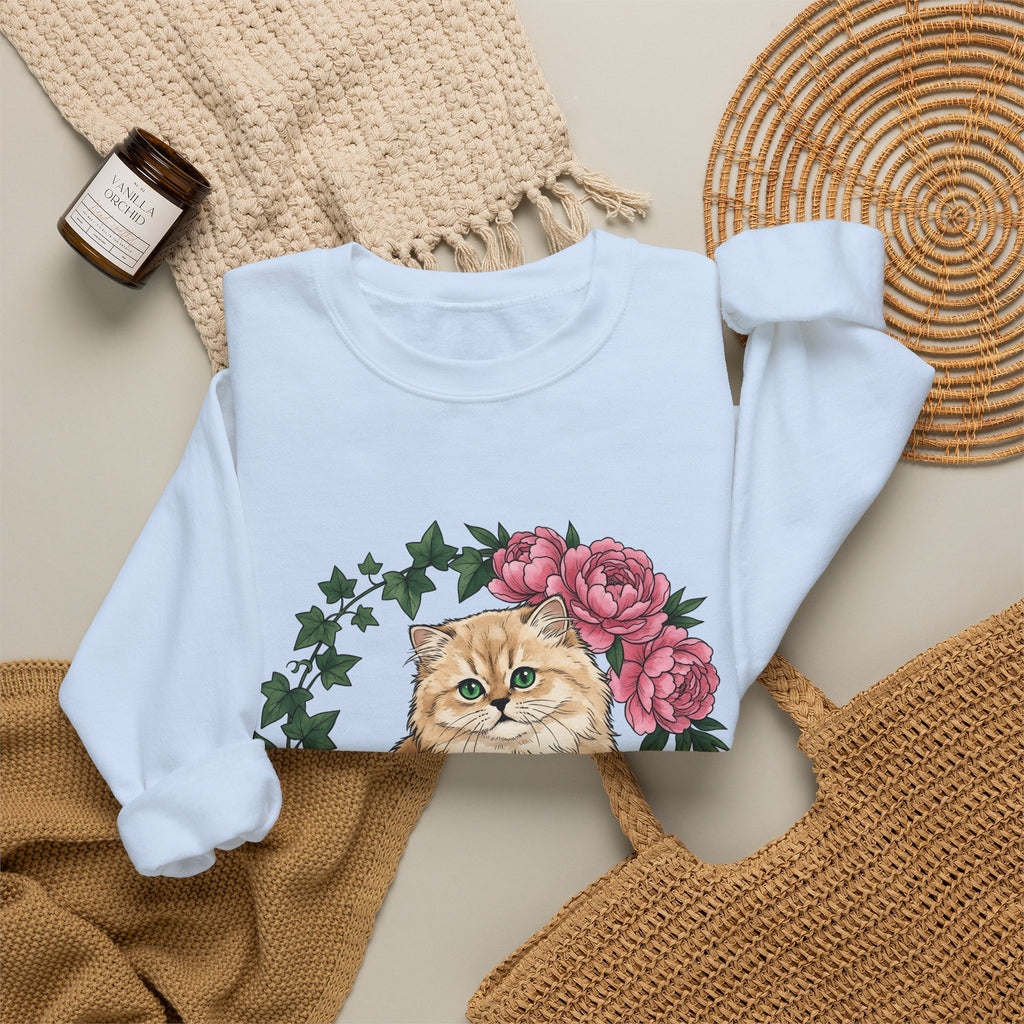 Longhair Cat Cat Blossoms Gift Acrylic Maine Coon Cat Fan Feline Floral Ink Floral Sweatshirt