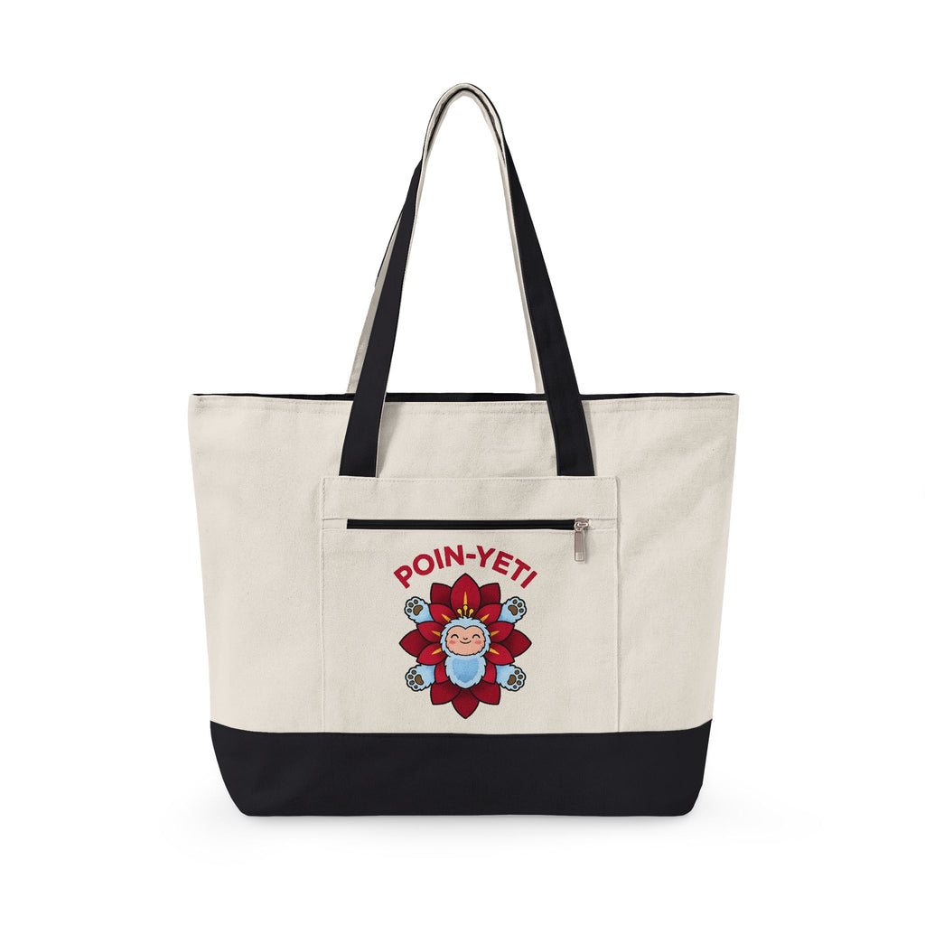 Yeti Flower Holiday Christmas Gift Kawaii Sasquatch Winter Fan Xmas Cartoon Poinsettia Tote Bag
