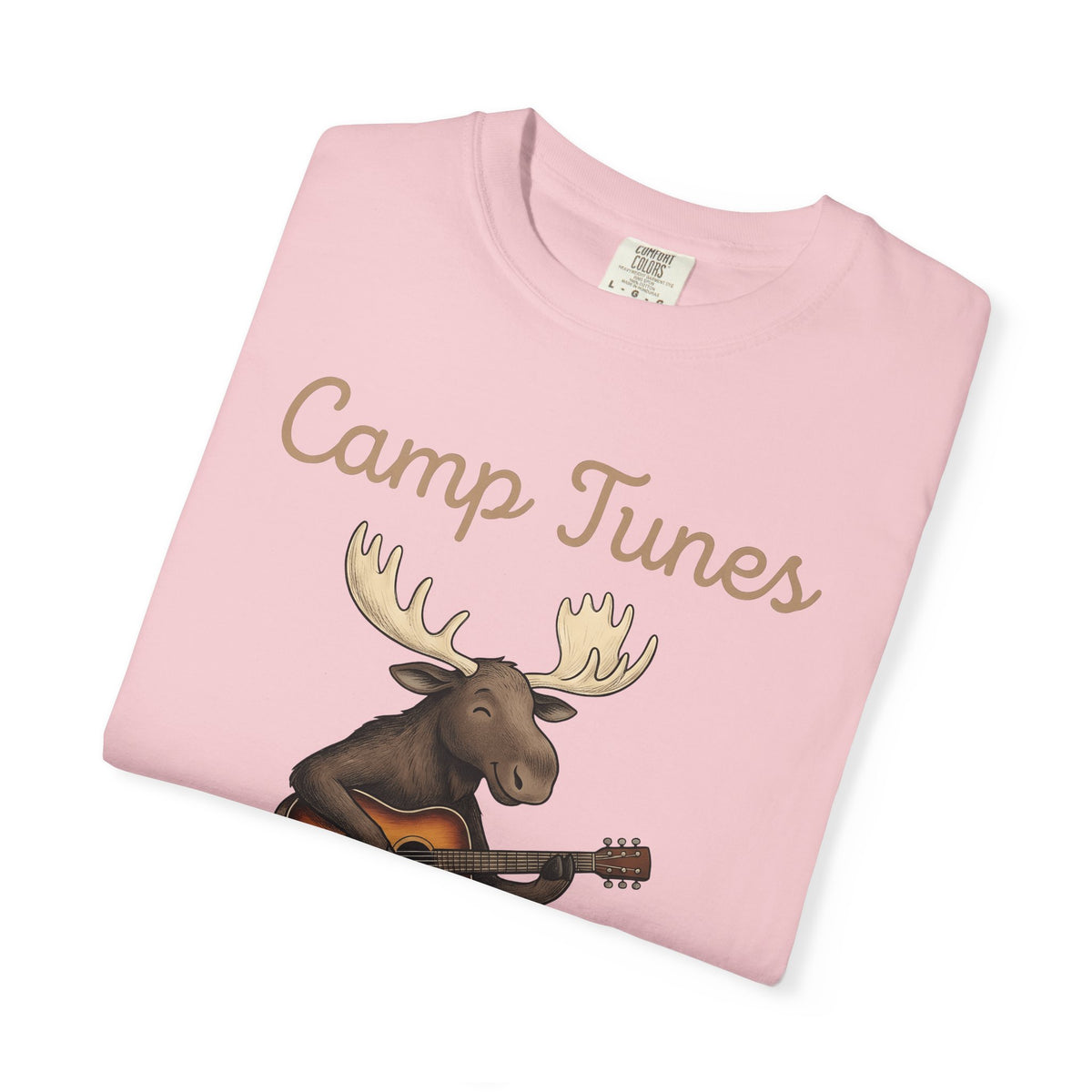 Moose Guitar T-Shirt Camping Music Gift Women Cute T-Shirt Guitar T-Shirt Camper Fan Adorable T-Shirt Music Graphic Hand Drawn Lantern T-Shirt