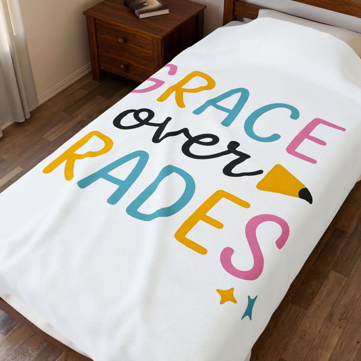 Pencil Graphic Blanket Teachers School Gift Women Playful Blanket Illustration Blanket Educator Enthusiast Whimsical Blanket Classroom Graphic