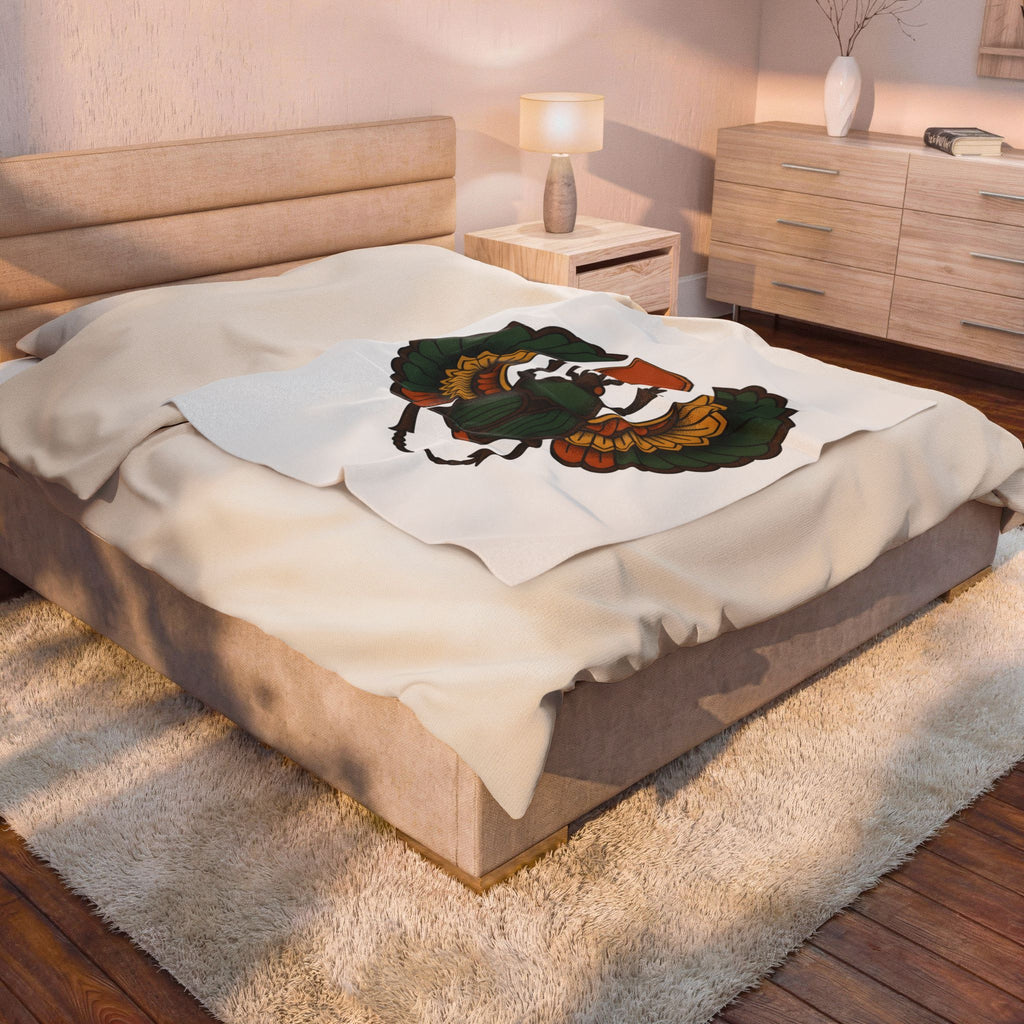 Beetle Bug Blanket Boho Chic Chakra Gift Women Minimalist Blanket Scarab Blanket Bohemian Enthusiast Simple Blanket Energy Graphic Hand Drawn Sun