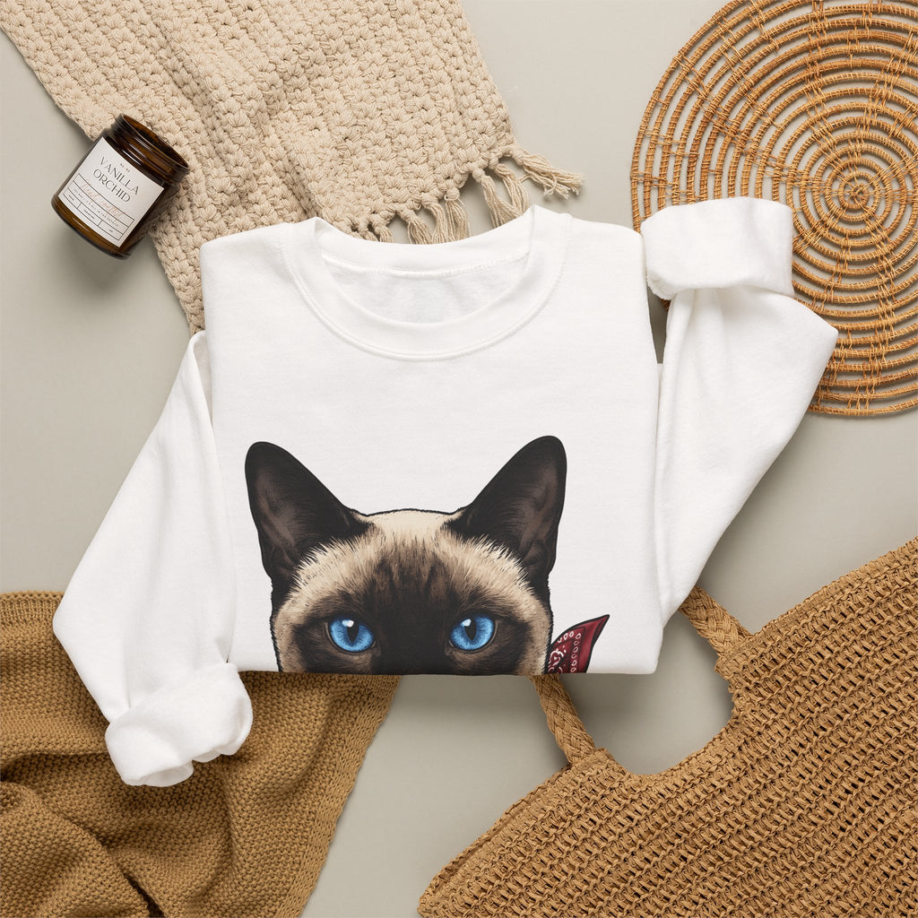 Siamese Cat Sweatshirt Cat Pet Gift Women Realistic Sweatshirt Siamese Sweatshirt Cat Fan Feline Sweatshirt Pet Graphic Vintage Bandana Sweatshirt