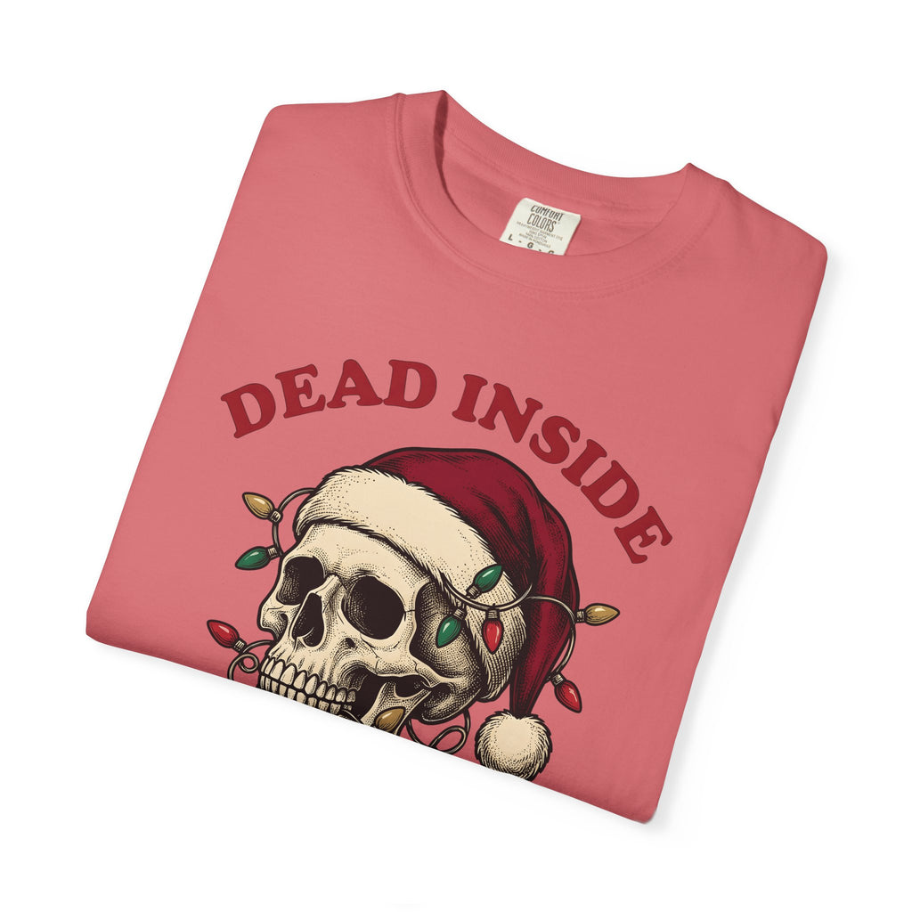 Skull Santa Hat T-Shirt Christmas Gothic Gift Women Tattoo T-Shirt Skull Cap T-Shirt Xmas Fan Ink T-Shirt Dark Graphic Vintage Christmas Lights