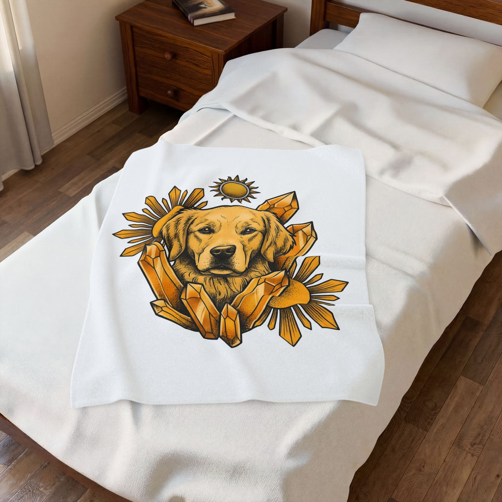 Golden Retriever Blanket Dog Sunlight Gift Women Bohemian Blanket Retriever Blanket Dog Fan Puppy Blanket Sunshine Graphic Retro Crystals Blanket