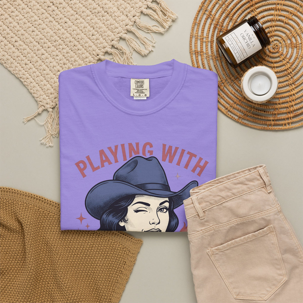 Cowgirl Portrait Cowgirl Western Gift Vintage Cowboy Rodeo Fan Rustic Retro Matchstick T-Shirt