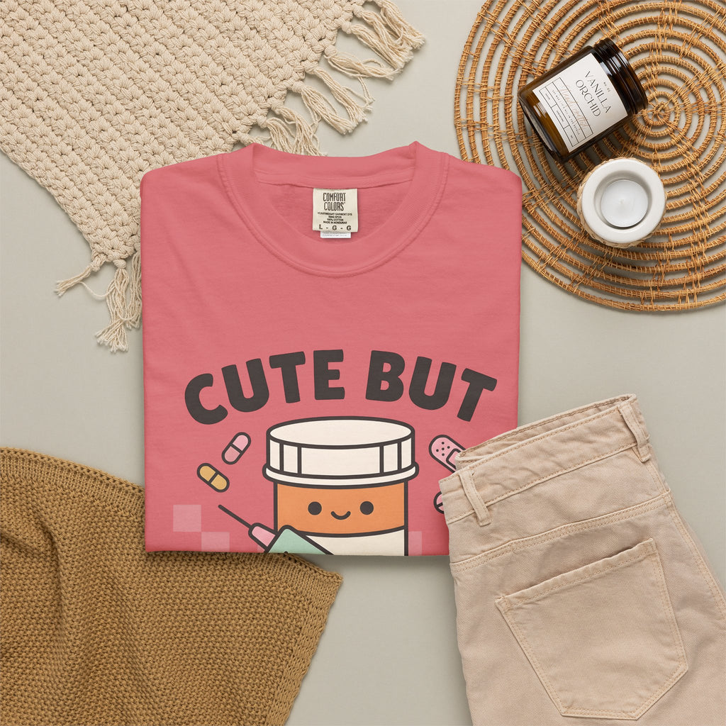 Pill Bottle Syringe T-Shirt Nurses Medical Gift Women Kawaii T-Shirt Medication T-Shirt Nurse Enthusiast Cute T-Shirt Healthcare Graphic Cartoon