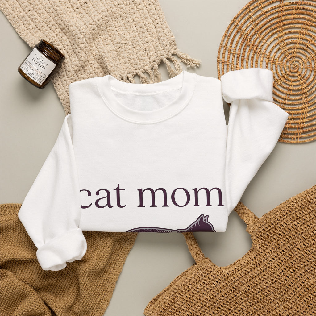 Cat Graphic Sweatshirt Cat Mom Animal Gift Women Minimalist Sweatshirt Kitten Sweatshirt Cat Lady Fan Feline Sweatshirt Simple Design Creature Graphic Vintage