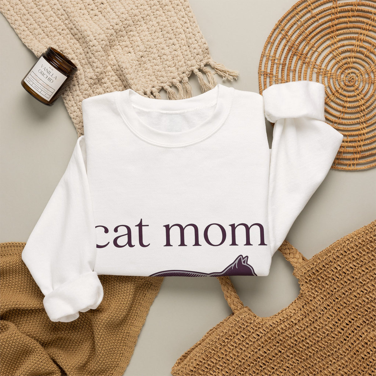 Cat Graphic Sweatshirt Cat Mom Animal Gift Women Minimalist Sweatshirt Kitten Sweatshirt Cat Lady Fan Feline Sweatshirt Simple Design Creature Graphic Vintage