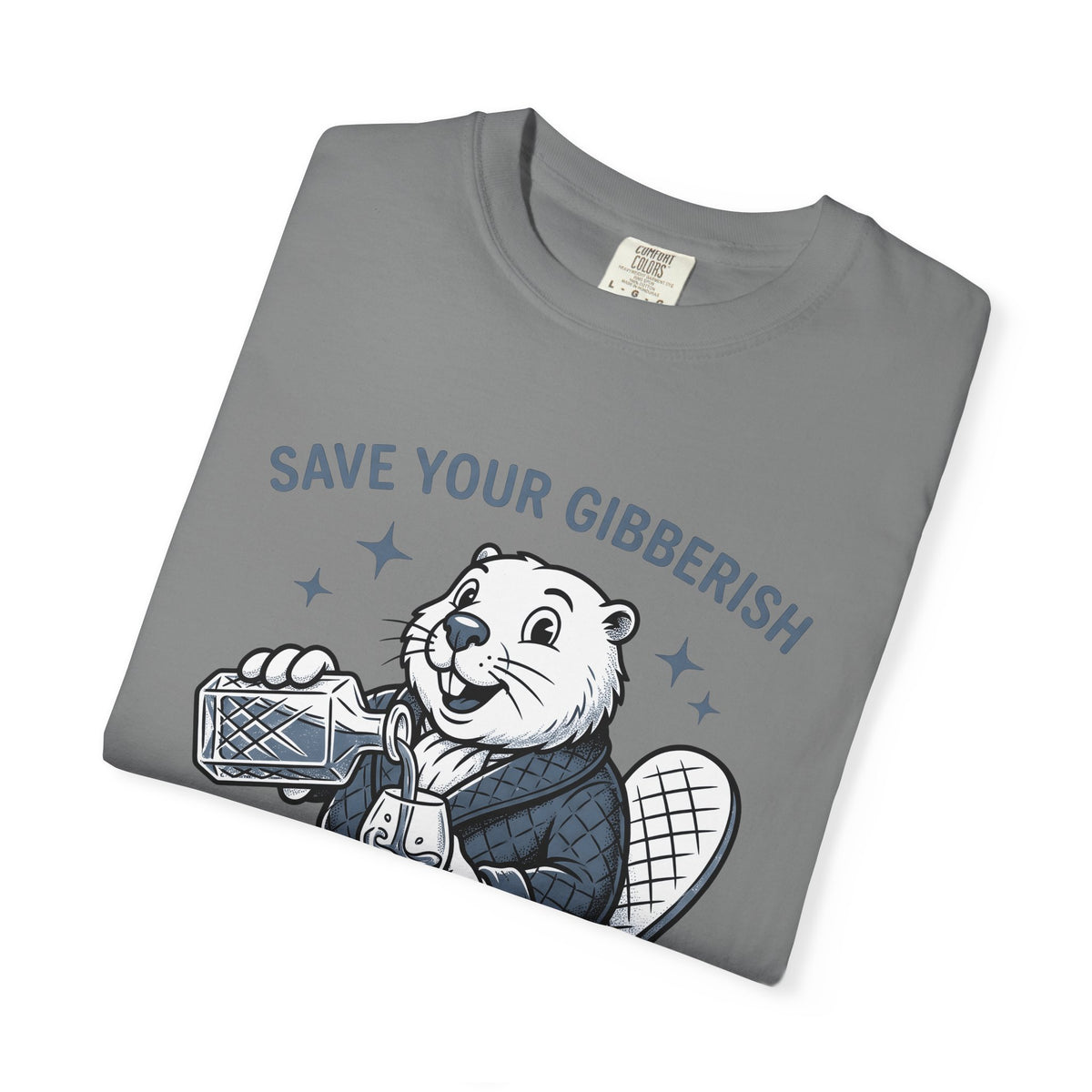 Beaver Sipping T-Shirt Cute Wildlife Gift Women Comic T-Shirt Dam T-Shirt Adorable Fan Cartoon T-Shirt Animal Graphic Retro Gown T-Shirt