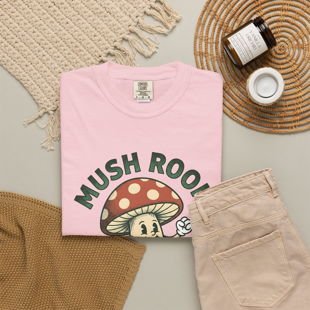 Funny Mushroom T-Shirt Funny Outdoors Gift Women Classic T-Shirt Toadstool T-Shirt Humor Fan Vintage T-Shirt Camping Graphic Hand Drawn Smiley Face