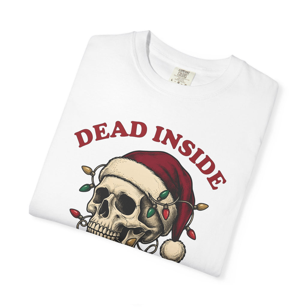 Skull Santa Hat T-Shirt Christmas Gothic Gift Women Tattoo T-Shirt Skull Cap T-Shirt Xmas Fan Ink T-Shirt Dark Graphic Vintage Christmas Lights