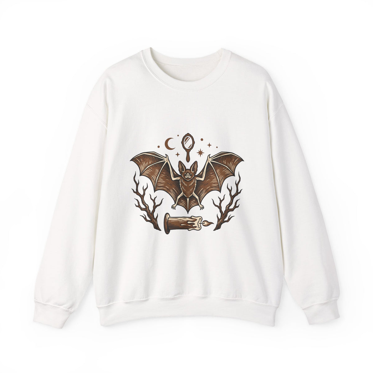 Bat Drawing Sweatshirt Boho Chic Magic Gift Women Creepy Sweatshirt Bat Sweatshirt Bohemian Fan Spooky Sweatshirt Mystical Graphic Sketch Taper Candle Sweatshirt